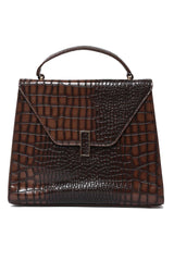 EMPIRE GRID HAND BAG-COFFEE