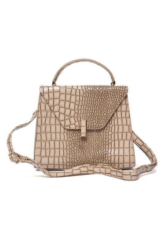 EMPIRE GRID HAND BAG-BEIGE