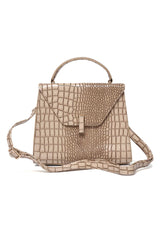 EMPIRE GRID HAND BAG-BEIGE