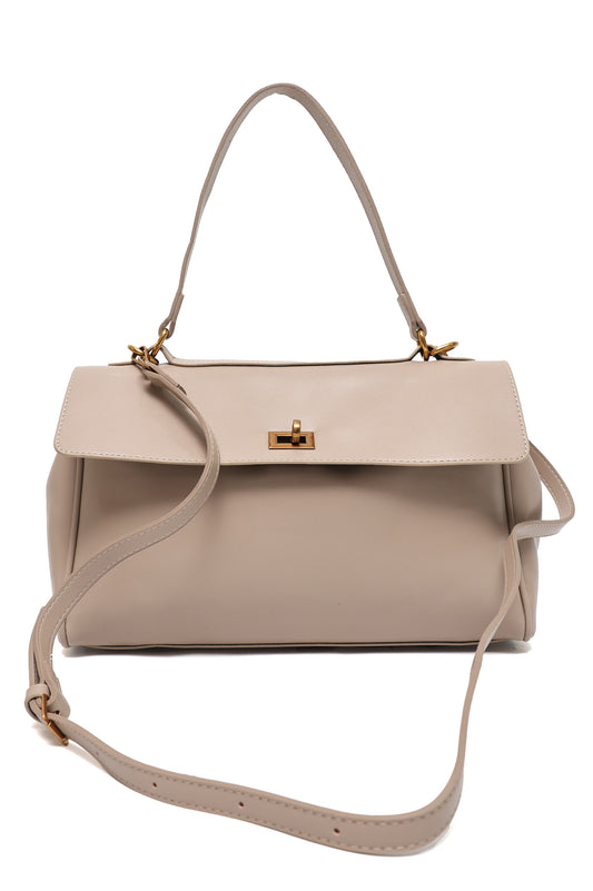 FLAP LOCK HERITAGE SHOULDER HANDBAG-KHAKI