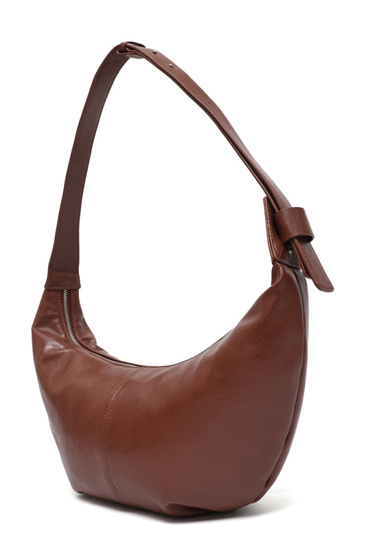SHOULDER HOBO BAG-BROWN