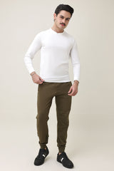 PLEAT DETAIL MODERN TROUSER-OLIVE