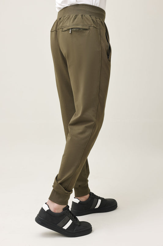 PLEAT DETAIL MODERN TROUSER-OLIVE