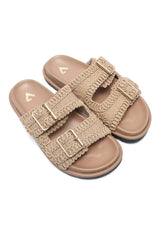 LUXORA DUAL STRAP SLIDE-KHAKI