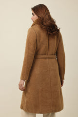 ELEGANT PLUSH COLLAR COAT-KHAKI
