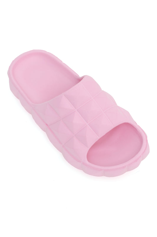 CHIC PATTERN SLIDES-PINK