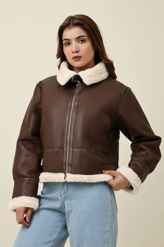 SHEARLUX ZIP JACKET-COFFEE