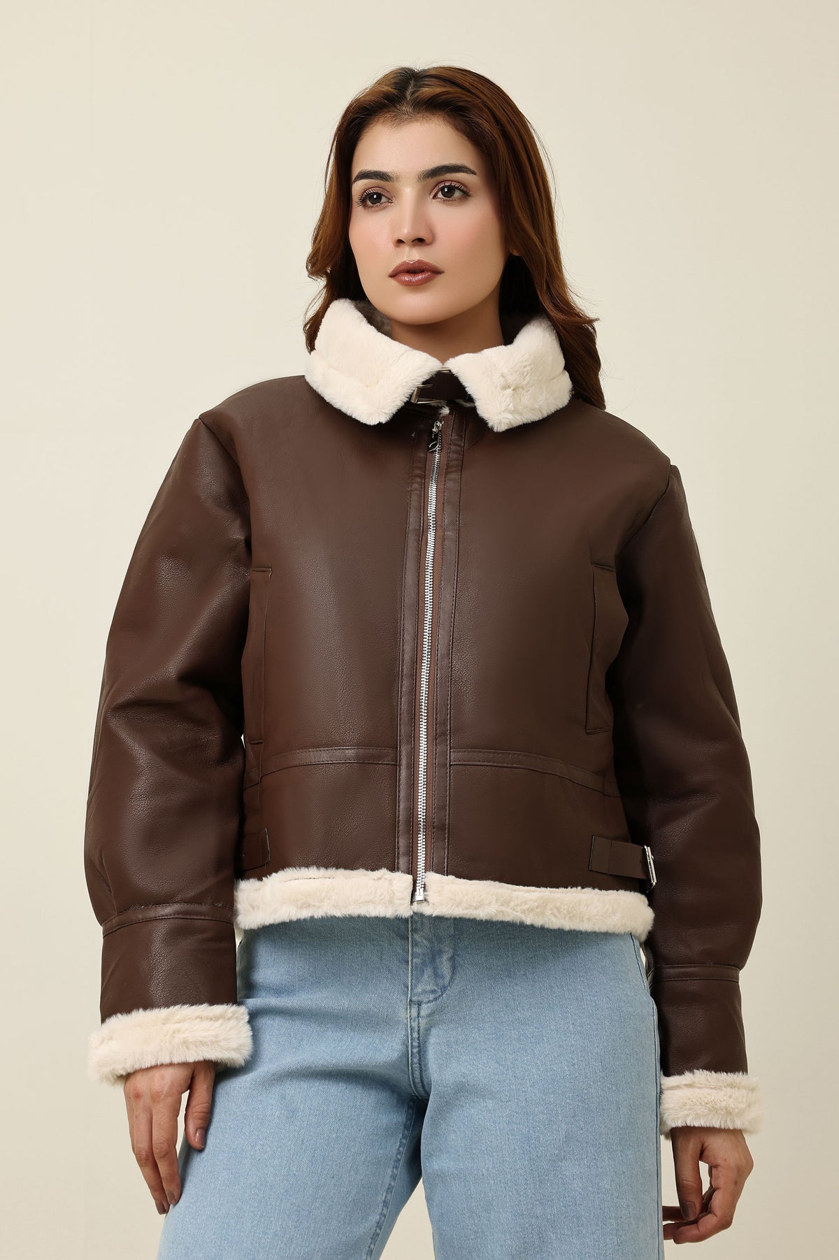 SHEARLUX ZIP JACKET-COFFEE