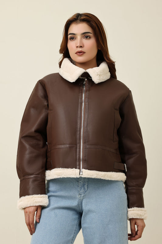 SHEARLUX ZIP JACKET-COFFEE