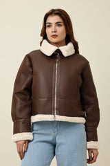 SHEARLUX ZIP JACKET-COFFEE