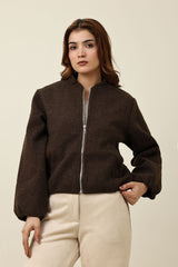 COMPACT RELAXED JACKET-COFFEE