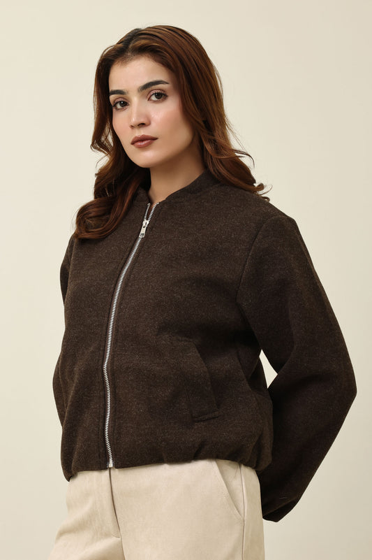 COMPACT RELAXED JACKET-COFFEE