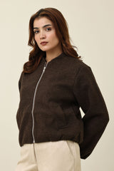 COMPACT RELAXED JACKET-COFFEE