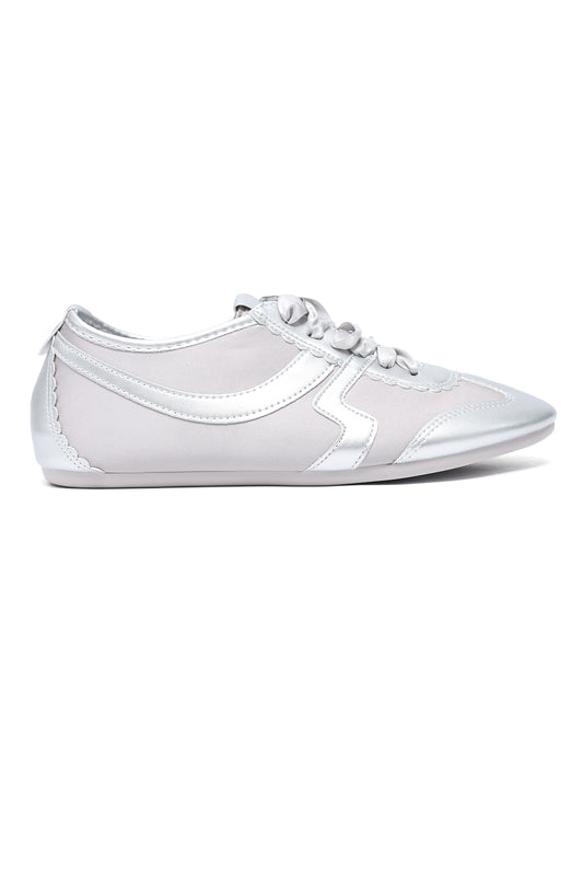 FEMININE LACE-UP SNEAKER-SILVER
