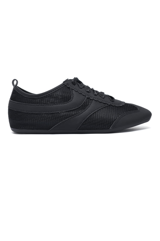 SPORT CHIC MESH LACE-UP RIBBON SNEAKER-BLACK