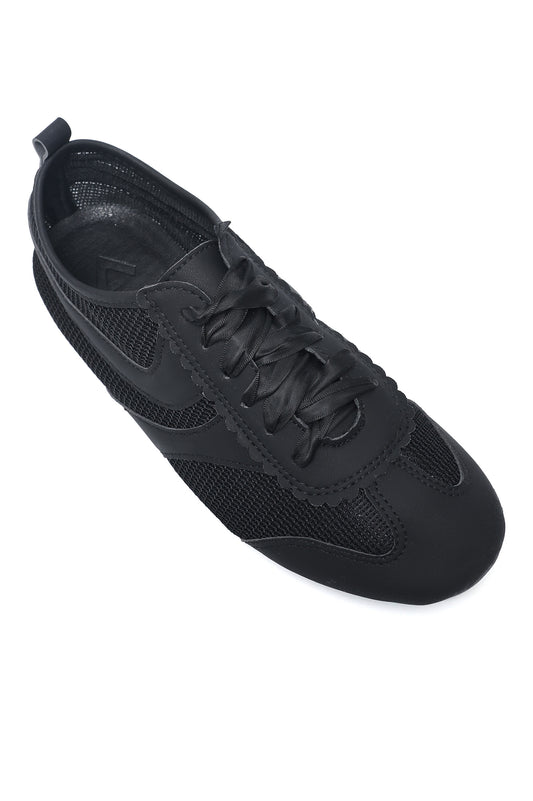 SPORT CHIC MESH LACE-UP RIBBON SNEAKER-BLACK