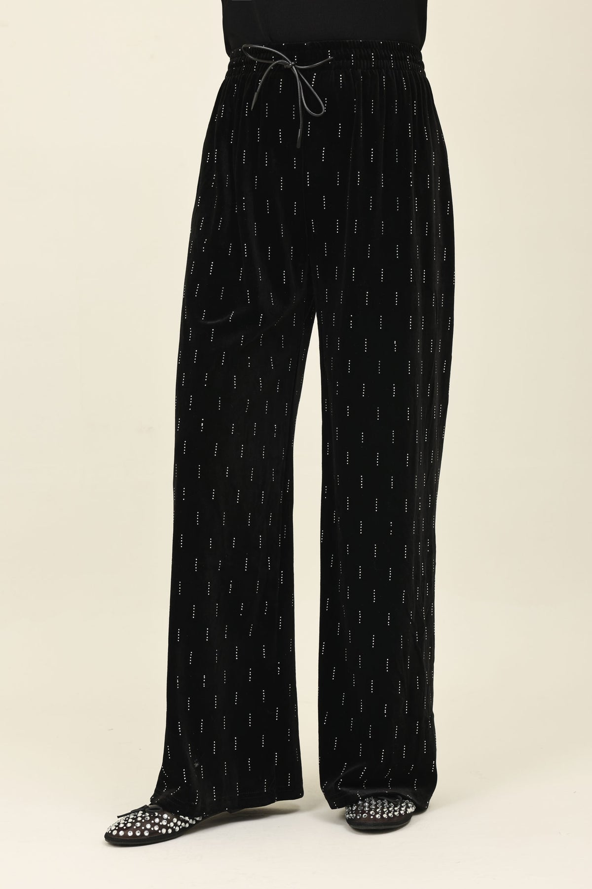 CASCADE VELVET BOTTOM-BLACK