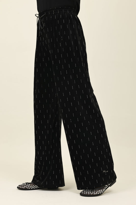 CASCADE VELVET BOTTOM-BLACK