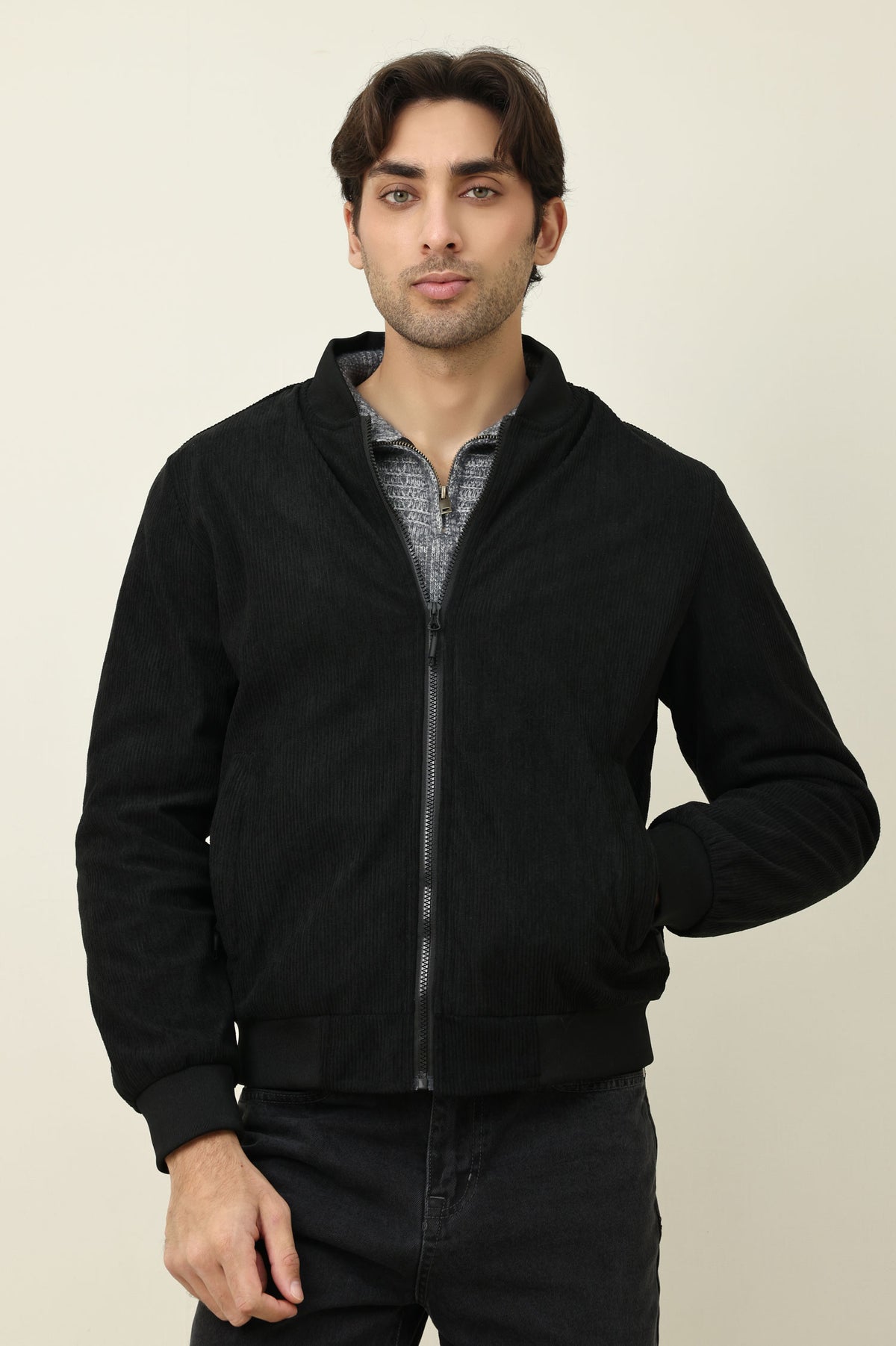 RIBSTITCH CORE JACKET-BLACK