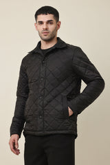 DIAMOND-QUILT JACKET-BLACK