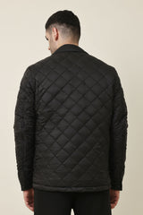 DIAMOND-QUILT JACKET-BLACK