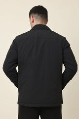 DIAMOND-QUILT JACKET-BLACK
