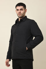 DIAMOND-QUILT JACKET-BLACK