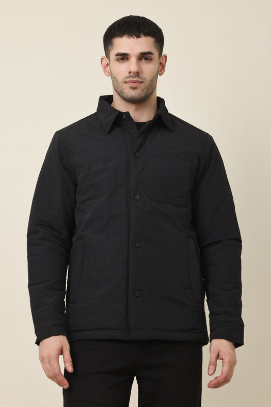 DIAMOND-QUILT JACKET-BLACK