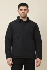 DIAMOND-QUILT JACKET-BLACK