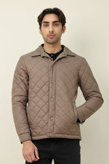 DIAMOND-QUILT JACKET-KHAKI