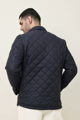DIAMOND-QUILT JACKET-NAVY