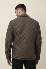 DIAMOND-QUILT JACKET-GREEN