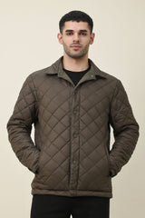 DIAMOND-QUILT JACKET-GREEN