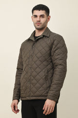 DIAMOND-QUILT JACKET-GREEN