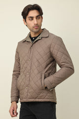 DIAMOND-QUILT JACKET-KHAKI