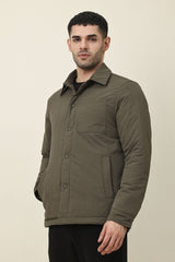 DIAMOND-QUILT JACKET-GREEN