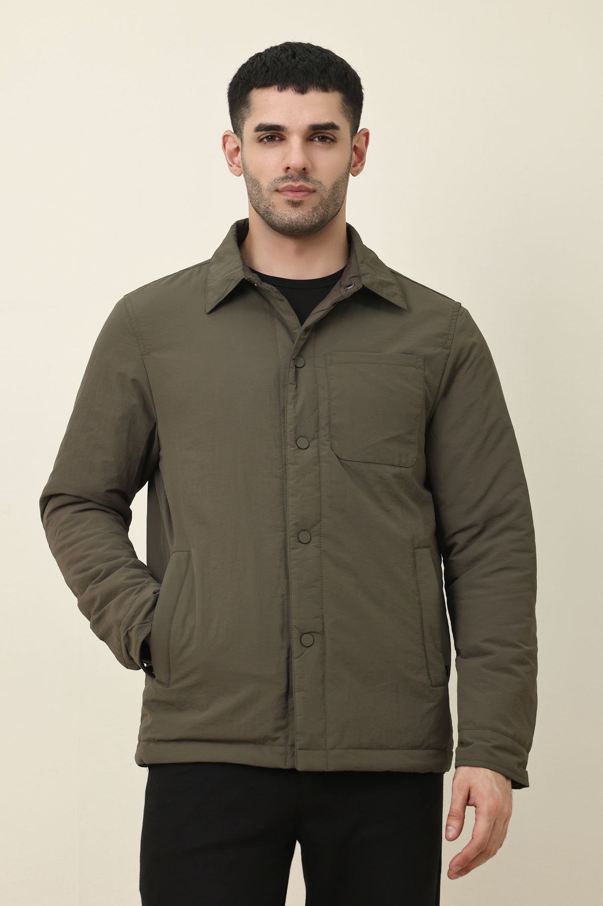 DIAMOND-QUILT JACKET-GREEN