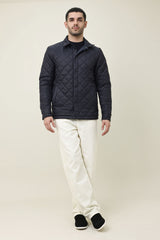 DIAMOND-QUILT JACKET-NAVY