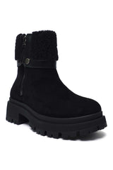 FUR CRUSH ANKLE ZIP BOOT-BLACK