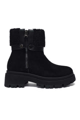 FUR CRUSH ANKLE ZIP BOOT-BLACK