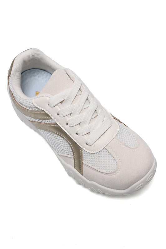 SPORTS LACE-UP SNEAKER-OFFWHITE/GLD