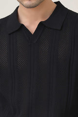 GROVE STITCH POLO-BLACK