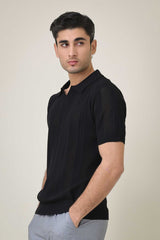 GROVE STITCH POLO-BLACK