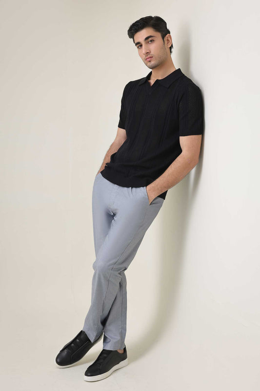 GROVE STITCH POLO-BLACK