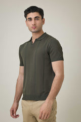 TEXTURELLO LOOM POLO-OLIVE-GREEN