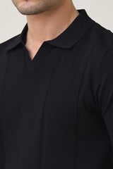 TEXTURELLO LOOM POLO-BLACK