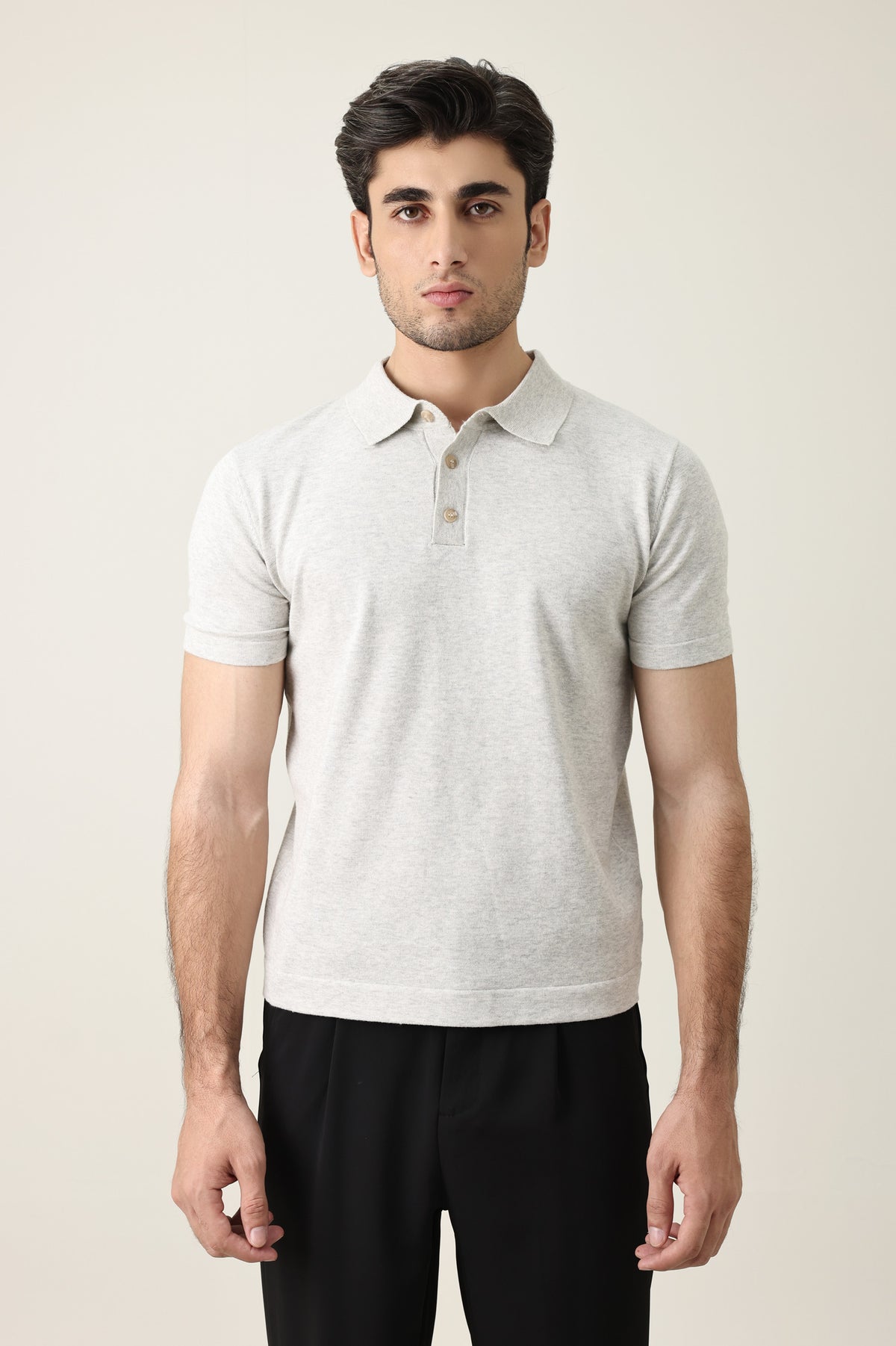 ESSENTIAL SHORT SLEEVE POLO-GREY