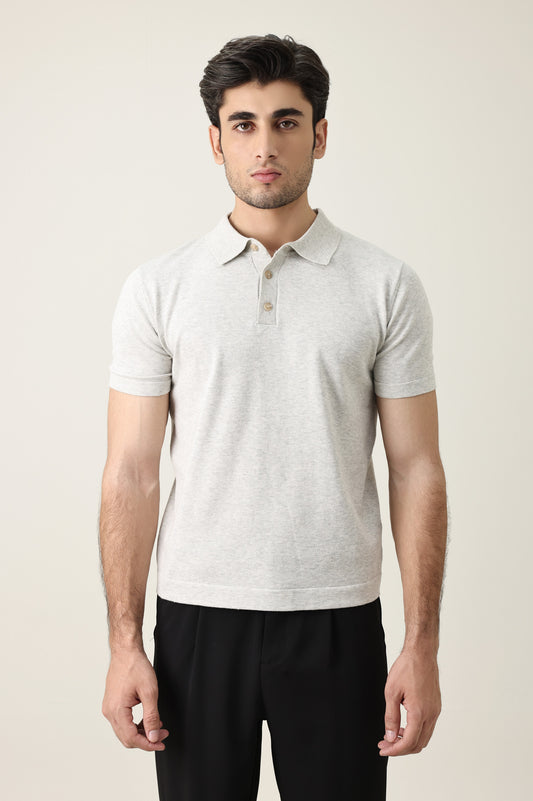 ESSENTIAL SHORT SLEEVE POLO-GREY
