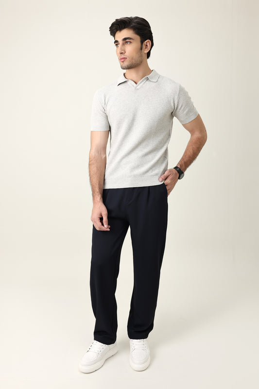 OPEN COLLAR POLO SHIRT-LT-GREY