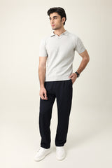 OPEN COLLAR POLO SHIRT-LT-GREY